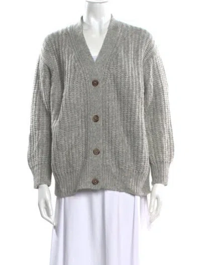Pre-owned Jenni Kayne Alpaca V-neck Sweater In Gray