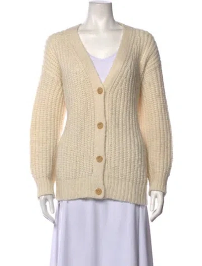 Pre-owned Jenni Kayne Alpaca V-neck Sweater In Neutrals