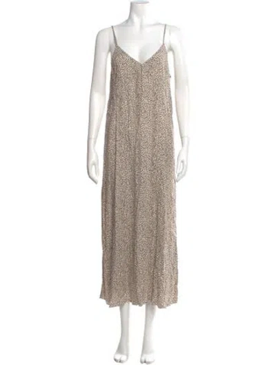 Pre-owned Jenni Kayne Animal Print Long Dress In Brown