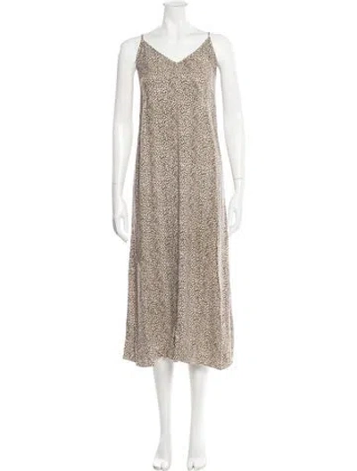 Pre-owned Jenni Kayne Animal Print Long Dress In Brown