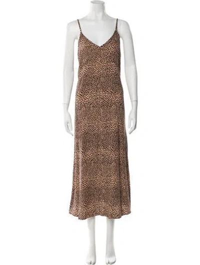 Pre-owned Jenni Kayne Animal Print Long Dress In Neutral
