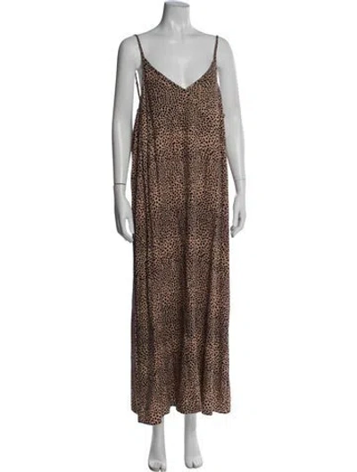 Pre-owned Jenni Kayne Animal Print Long Dress In Neutral
