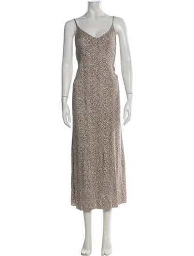 Pre-owned Jenni Kayne Animal Print Midi Length Dress In Brown