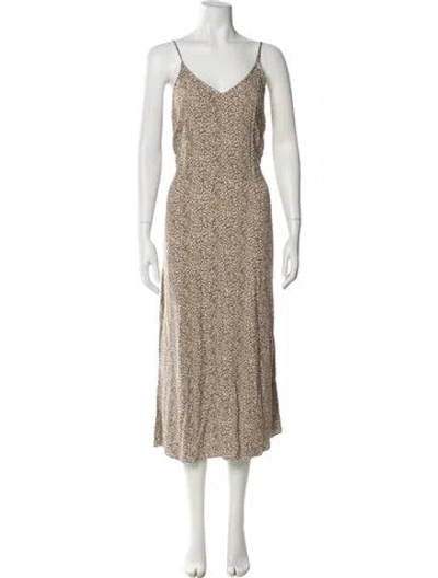 Pre-owned Jenni Kayne Animal Print Midi Length Dress In Gray