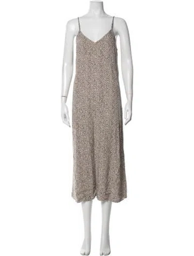 Pre-owned Jenni Kayne Animal Print Midi Length Dress In Grey