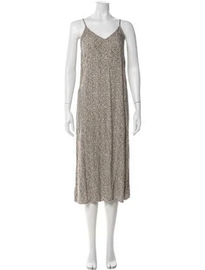 Pre-owned Jenni Kayne Animal Print Midi Length Dress In Neutral