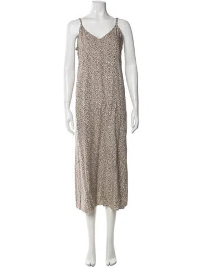 Pre-owned Jenni Kayne Animal Print Midi Length Dress In Neutrals