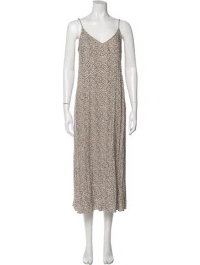 Pre-owned Jenni Kayne Animal Print Midi Length Dress In White