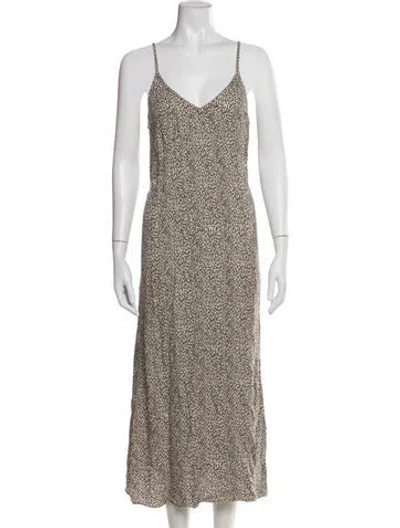 Pre-owned Jenni Kayne Animal Print Midi Length Dress In White