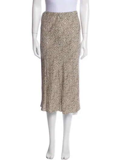 Pre-owned Jenni Kayne Animal Print Midi Length Skirt In Brown