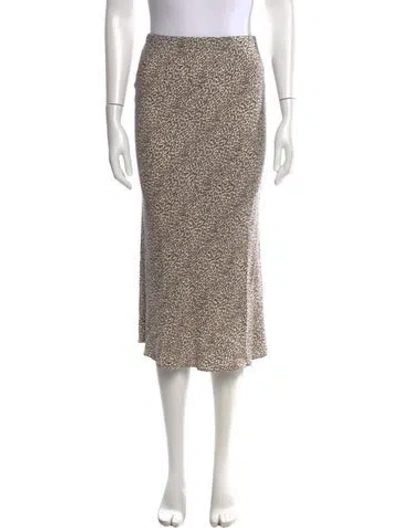 Pre-owned Jenni Kayne Animal Print Midi Length Skirt In Brown