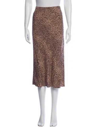 Pre-owned Jenni Kayne Animal Print Midi Length Skirt In Brown