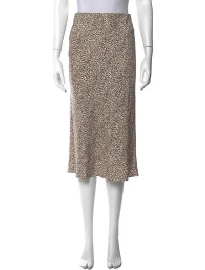 Pre-owned Jenni Kayne Animal Print Midi Length Skirt In Brown