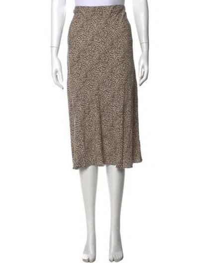 Pre-owned Jenni Kayne Animal Print Midi Length Skirt In Neutral