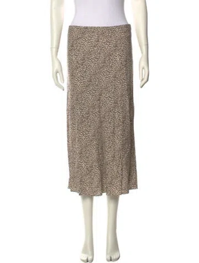 Pre-owned Jenni Kayne Animal Print Midi Length Skirt In White