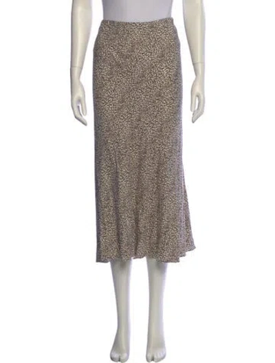 Pre-owned Jenni Kayne Animal Print Midi Length Skirt In White