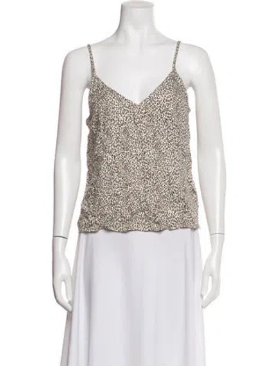 Pre-owned Jenni Kayne Animal Print V-neck Top In Neutral