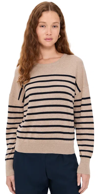 Jenni Kayne Avey Crew Neck Sweater Oat/navy Stripe In Neutral