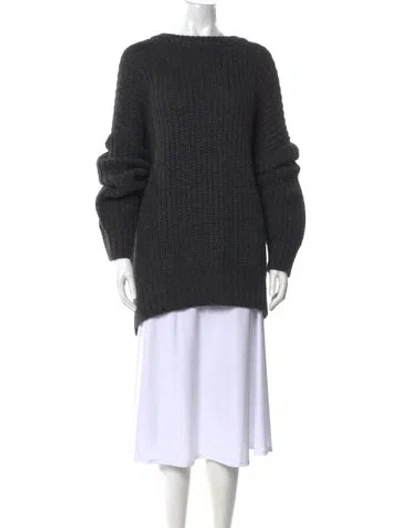 Pre-owned Jenni Kayne Baby Alpaca Crew Neck Sweater In Gray