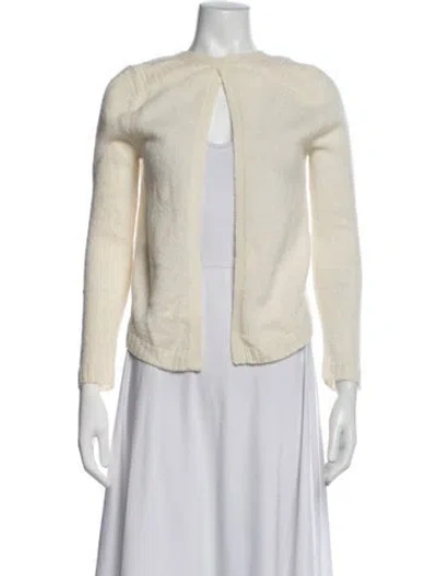 Pre-owned Jenni Kayne Baby Alpaca Open Front Sweater In White