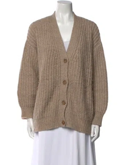 Pre-owned Jenni Kayne Baby Alpaca V-neck Sweater In Neutral