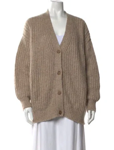 Pre-owned Jenni Kayne Baby Alpaca V-neck Sweater In Neutrals