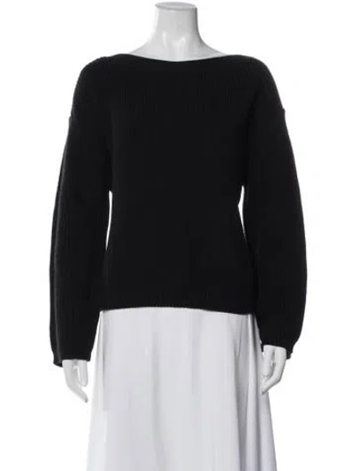 Pre-owned Jenni Kayne Bateau Neckline Long Sleeve Sweatshirt In Black