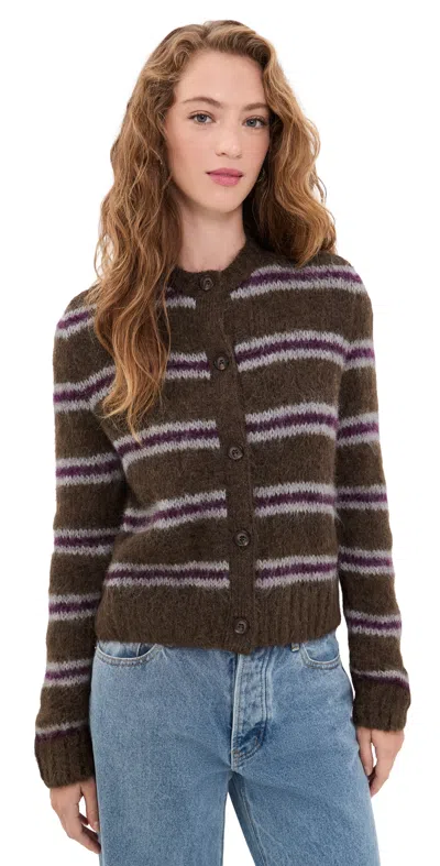 Jenni Kayne Bordeaux Stripe Timber Cardigan Bordeaux Stripe