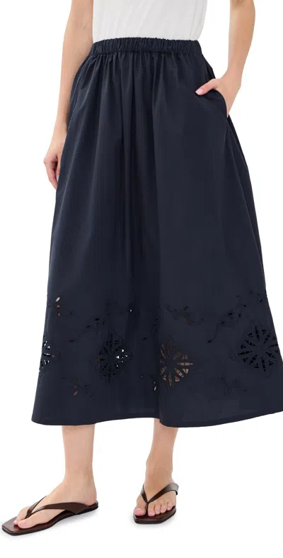 Jenni Kayne Broderie Lauren Skirt Navy In Blue