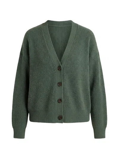 Jenni Kayne Button Ribbed Cardigan In Green
