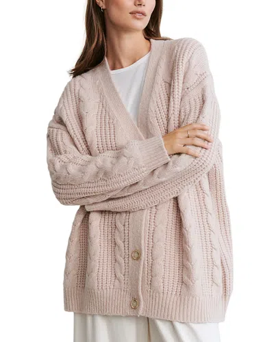 Jenni Kayne Cable Knit Cocoon V Neck Cardigan Sweater In Blush