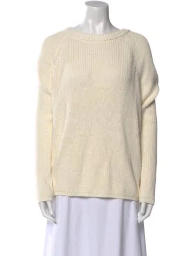 Pre-owned Jenni Kayne Cable Knit Crew Neck Sweater In White