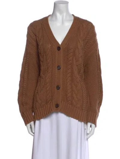 Pre-owned Jenni Kayne Cable Knit V-neck Sweater In Neutral