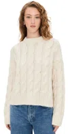 Jenni Kayne Cable Serena Crew Neck Pullover Ivory In White