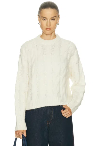 Jenni Kayne Cable Serena Crewneck Sweater In White