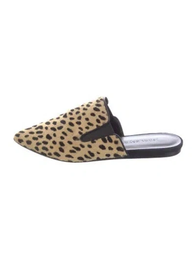 Pre-owned Jenni Kayne Calf Hair Animal Print Mules In Black