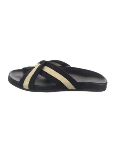 Pre-owned Jenni Kayne Canvas Colorblock Pattern Slides In Blue