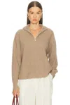 Jenni Kayne Cashmere Half Zip Sweater In Brown