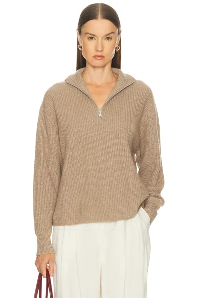 Jenni Kayne Cashmere Half Zip Sweater In Brown