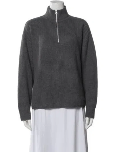Pre-owned Jenni Kayne Cashmere Mock Neck Sweater In Gray
