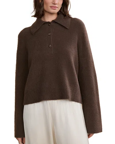 Jenni Kayne Cashmere Stevie Polo Sweater In Brown