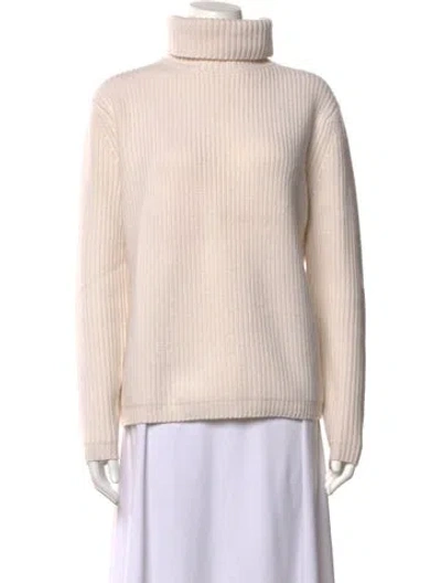 Pre-owned Jenni Kayne Cashmere Turtleneck Sweater In Neutrals/white