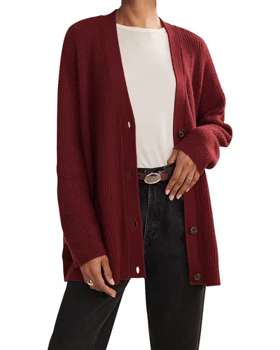 Jenni Kayne Cashmere V Neck Cardigan Sweater In Wine
