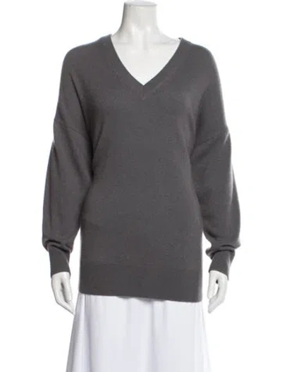 Pre-owned Jenni Kayne Cashmere V-neck Sweater In Gray