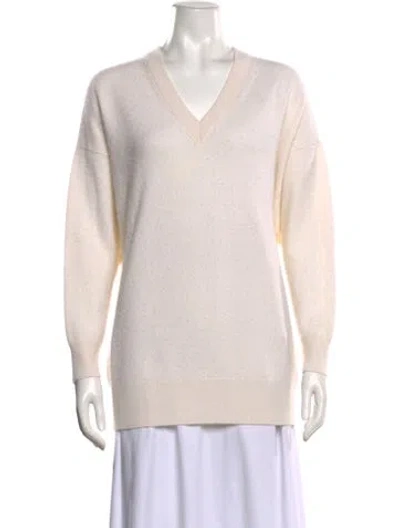 Pre-owned Jenni Kayne Cashmere V-neck Sweater In Neutral