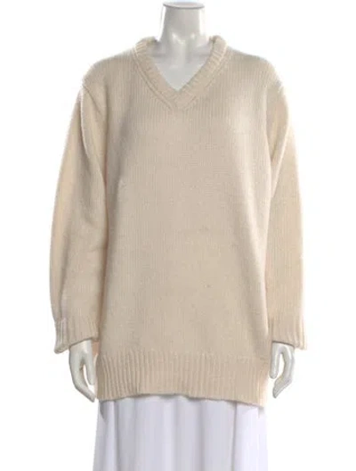 Pre-owned Jenni Kayne Cashmere V-neck Sweater In Neutral