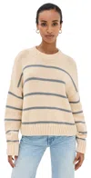 JENNI KAYNE CHLOE CREWNECK CREAM/DUSTY BLUE STRIPE