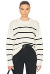 Jenni Kayne Chloe Crewneck Sweater In Ivory & Navy Stripe