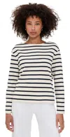 Jenni Kayne Claude Long Sleeve Tee Ivory/navy Stripe In Multi