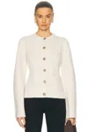 Jenni Kayne Cooper Wool Blend Crewneck Cardigan Sweater In Warm Ivory